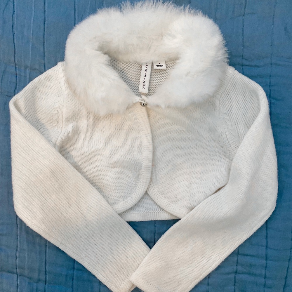 Janie and Jack Faux Fur Collar Cardigan